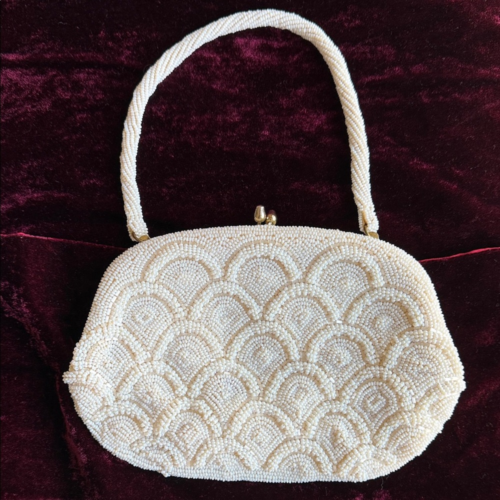 Vintage Hand Beaded  small bag made in Japan